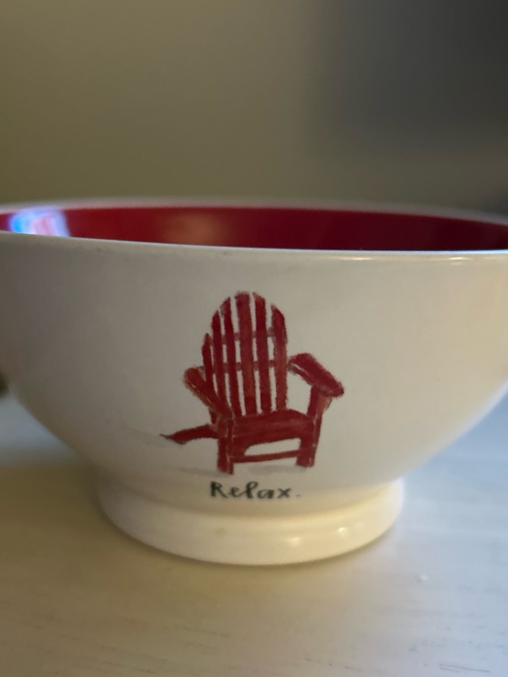 Rae Dunn Ceramic Bowls - Red and Blue Adirondack Chair Design